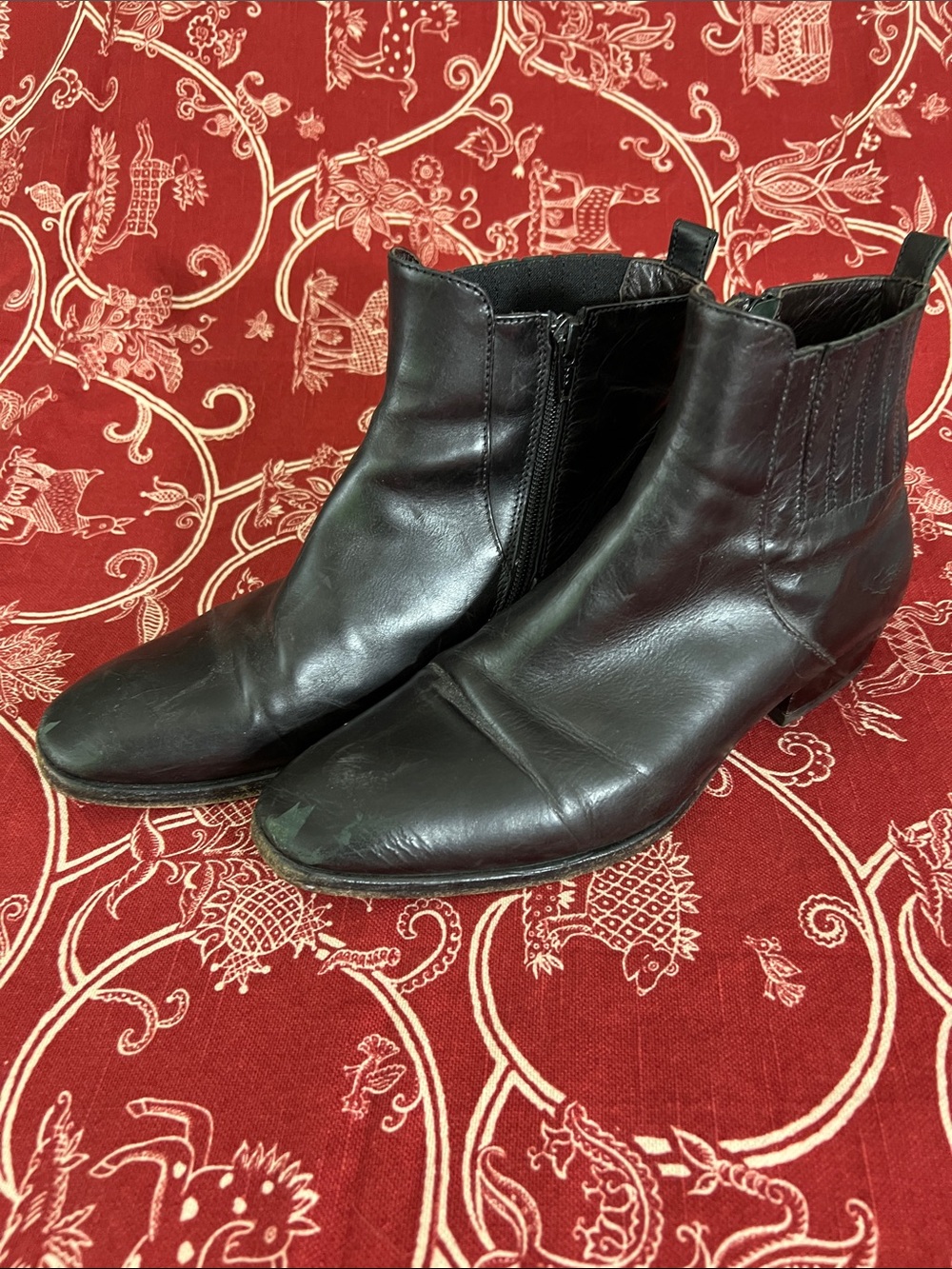 AGL Black Leather Ankle Booties with Side Zip size 39.5
